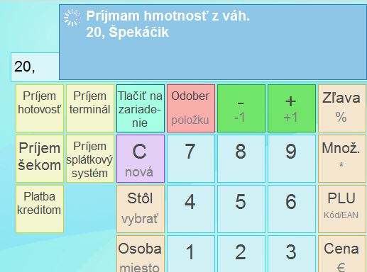 Cakanie aplikacie na zaslanie hmotnosti tovaru z preddefinovanej vahy